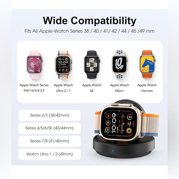 Portable Magnetic Charging Dock for Apple Watch Series 9 8 7 SE 6 5 4 3 2-Black - Picture 4 of 6